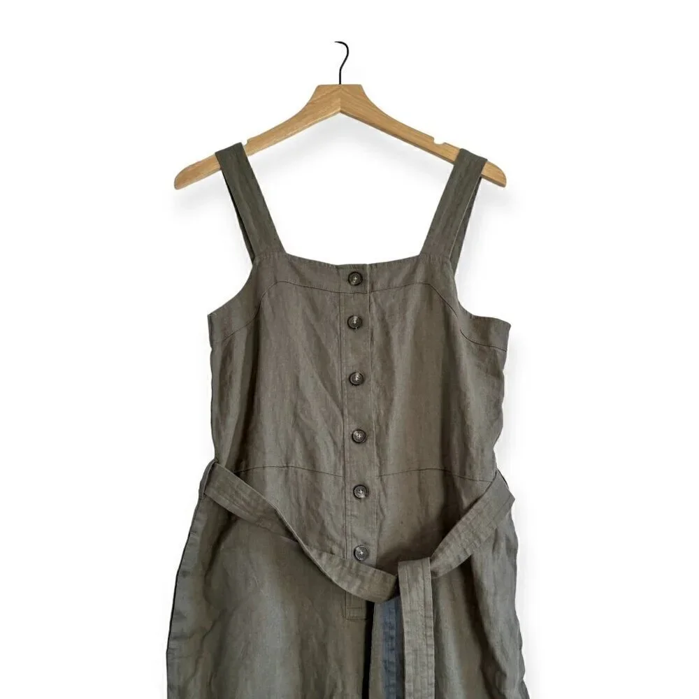 Everlane The Linen Jumpsuit in Pewter Green, Size 4, NWT